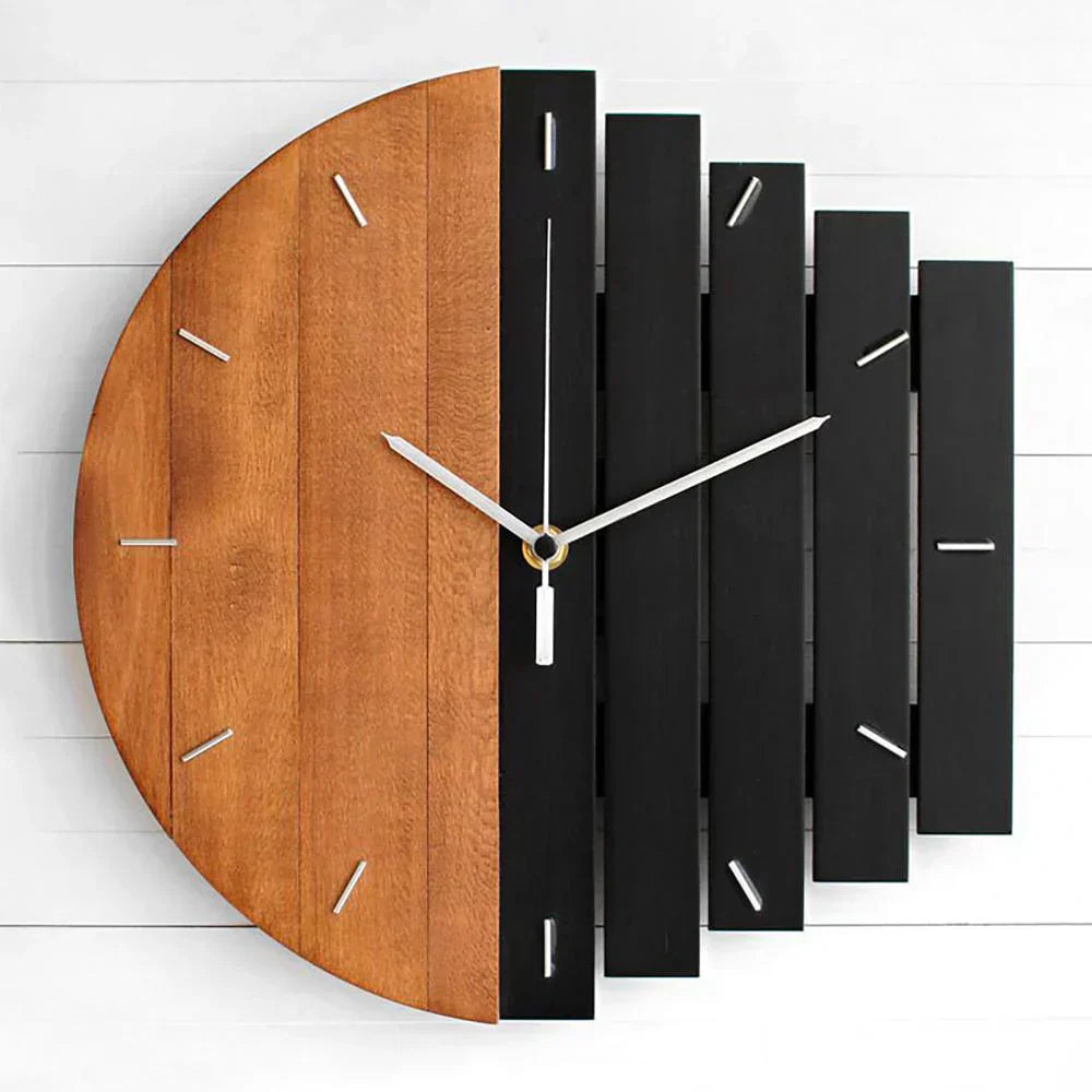 Natural Wooden Wall Clock Silent Movement Home Decor