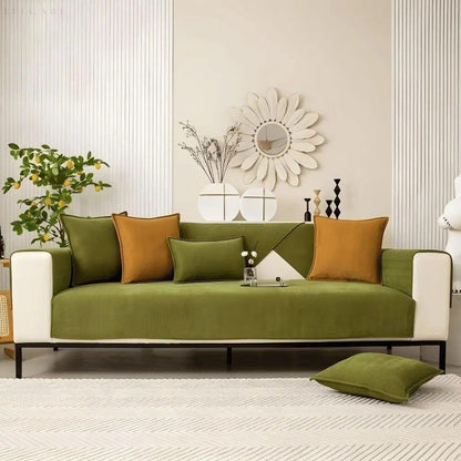 Non Slip L Shape Sofa Cover Soft Chenille Couch Protector