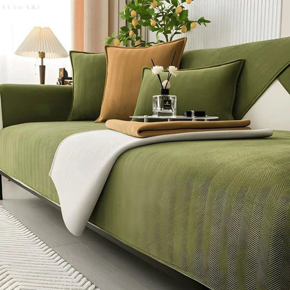 Non Slip L Shape Sofa Cover Soft Chenille Couch Protector