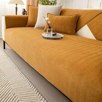 Non Slip L Shape Sofa Cover Soft Chenille Couch Protector
