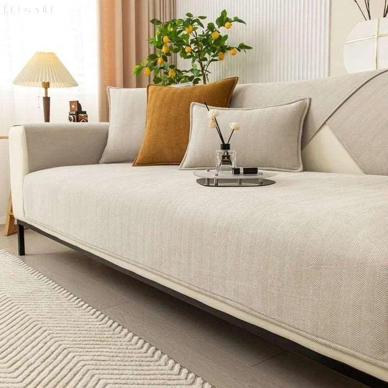 Non Slip L Shape Sofa Cover Soft Chenille Couch Protector