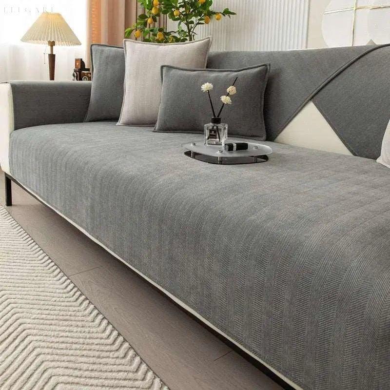 Non Slip L Shape Sofa Cover Soft Chenille Couch Protector