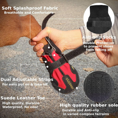 Non Slip Waterproof Dog Boots Paw Protection Shoes for All Weather Walking