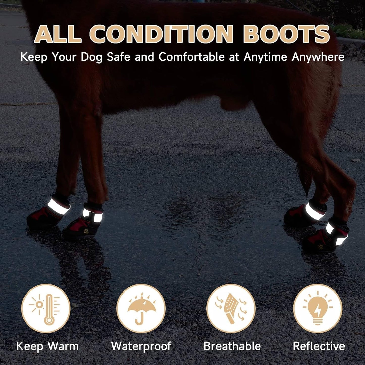 Non Slip Waterproof Dog Boots Paw Protection Shoes for All Weather Walking