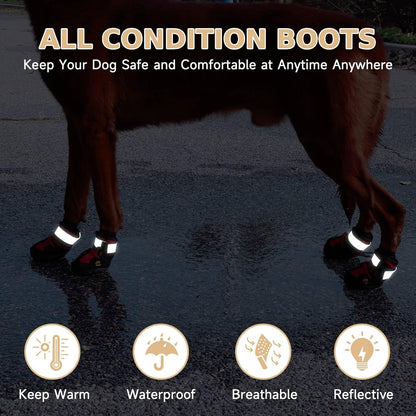 Non Slip Waterproof Dog Boots Paw Protection Shoes for All Weather Walking