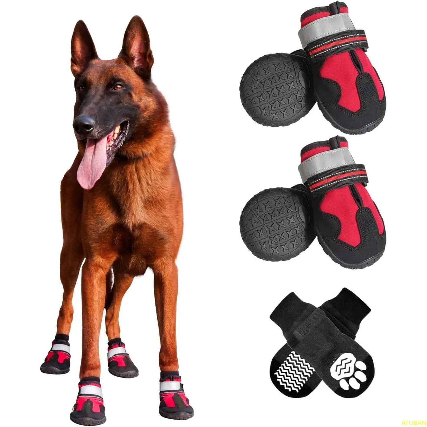 Non Slip Waterproof Dog Boots Paw Protection Shoes for All Weather Walking