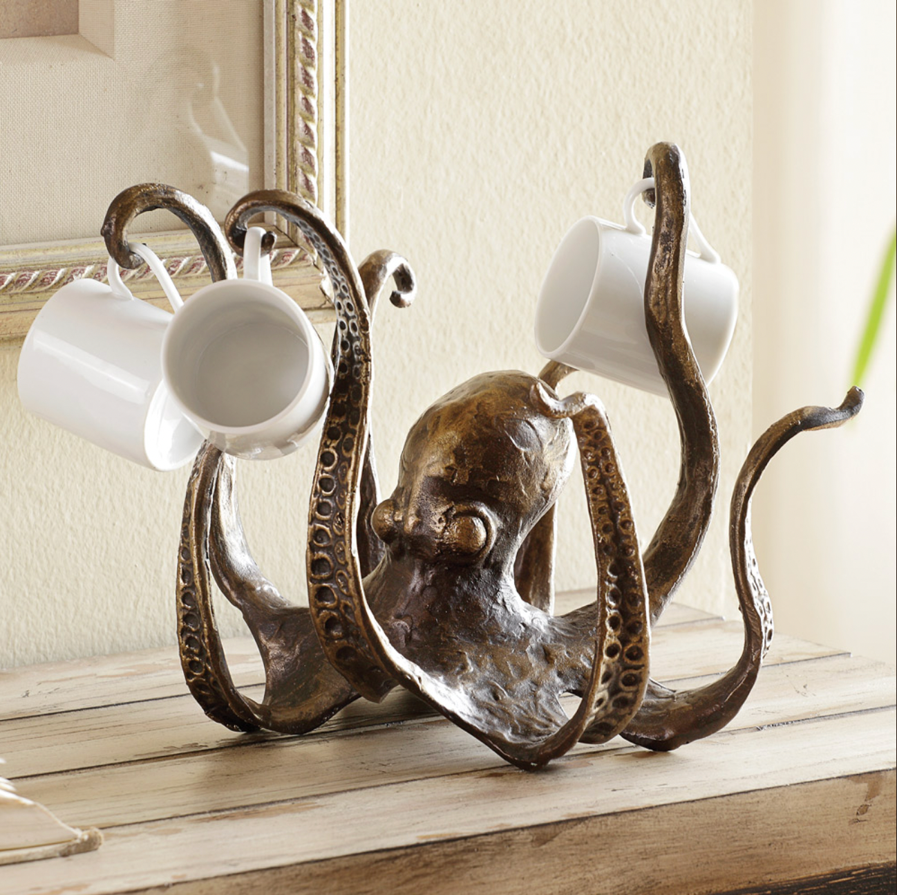 Octopus Mug Holder Resin Coffee Cup Rack Nautical Kitchen Decor Display Stand