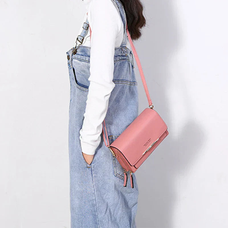 PU Vegan Leather Womens Handbag Soft Flap Design Shoulder Bag