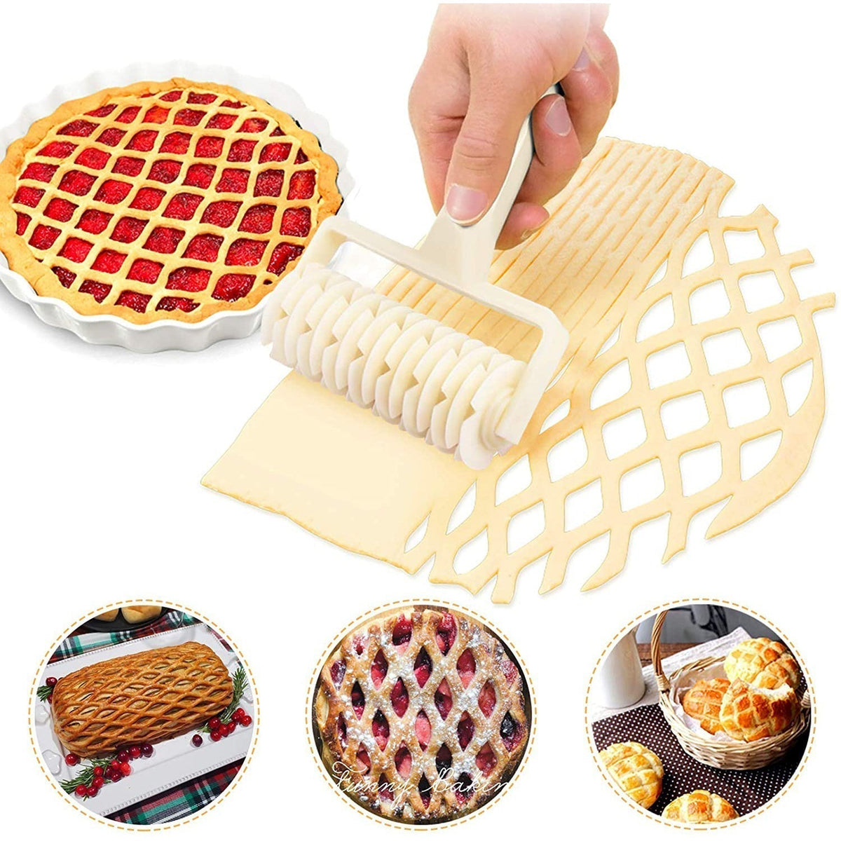 Pastry Dough Lattice Roller Cutter Decorative Baking Tool for Pie Crust Cookies and Desserts