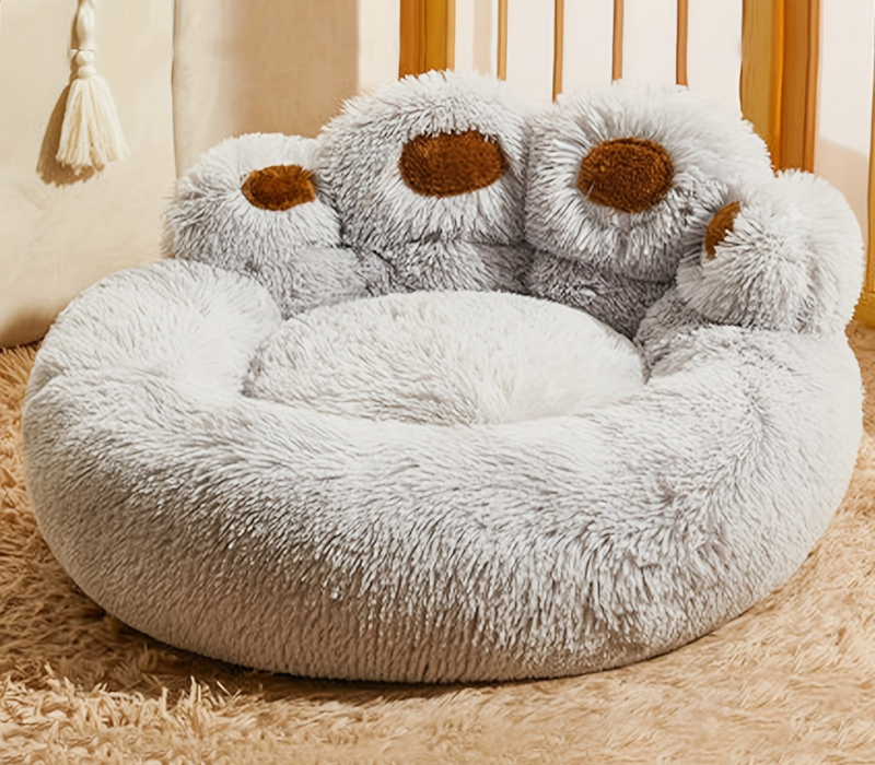 Paw Shape Pet Bed Washable Dog Bed Soft Plush Cat Bed Non Slip Pet Cushion