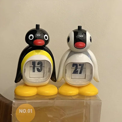 Penguin Perpetual Desk Calendar Flip Date Block Cute Office Home Decor