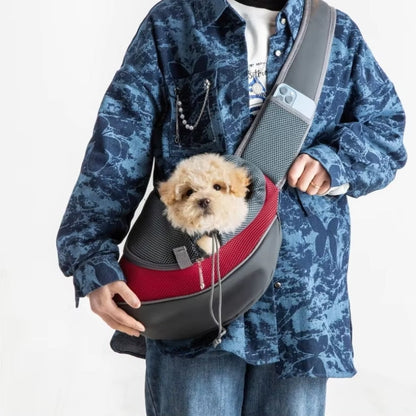 Pet Sling Carrier Bag Lightweight Secure Safety Strap Adjustable Opening Breathable