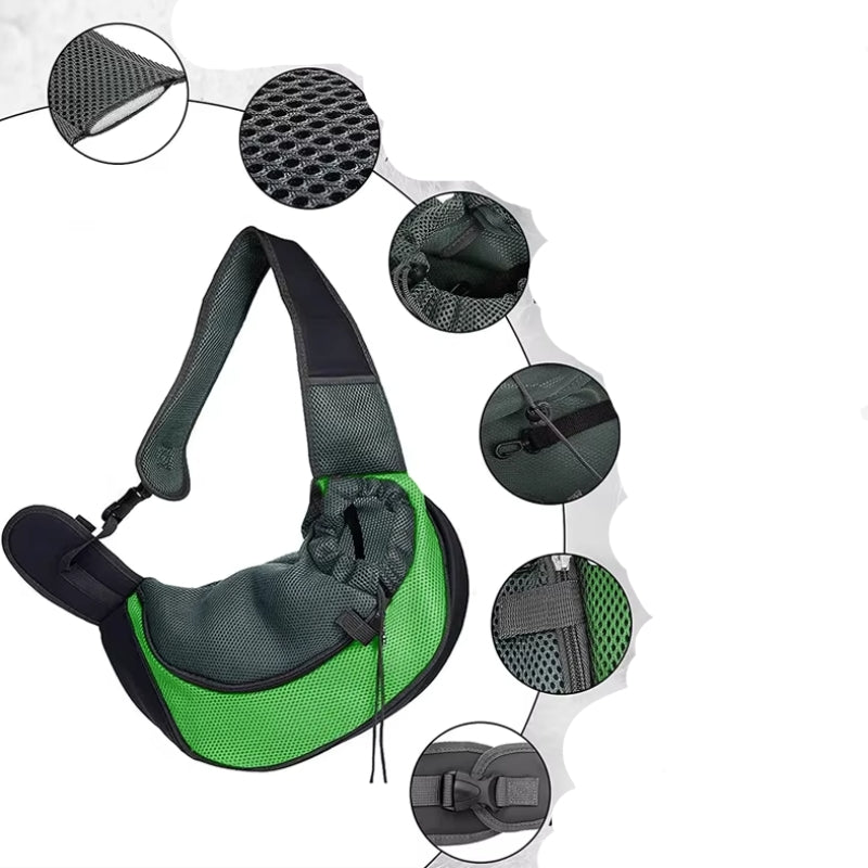 Pet Sling Carrier Bag Lightweight Secure Safety Strap Adjustable Opening Breathable