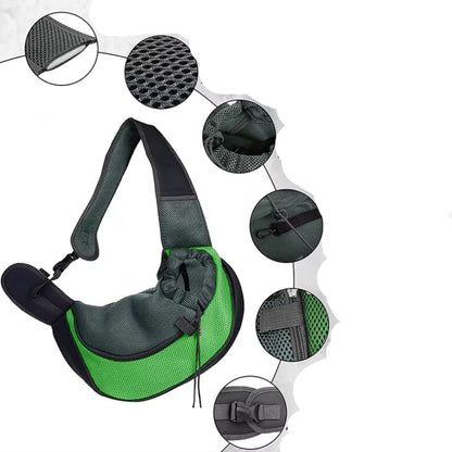 Pet Sling Carrier Bag Lightweight Secure Safety Strap Adjustable Opening Breathable