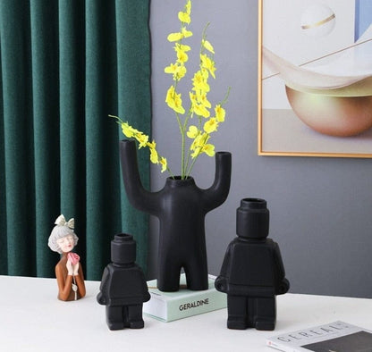 PixelGrow Robot Brick Plant Pots Playful Decorative Planters for Home and Office