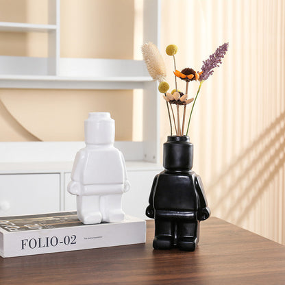 PixelGrow Robot Brick Plant Pots Playful Decorative Planters for Home and Office