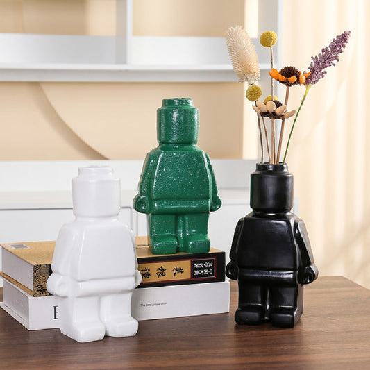 PixelGrow Robot Brick Plant Pots Playful Decorative Planters for Home and Office