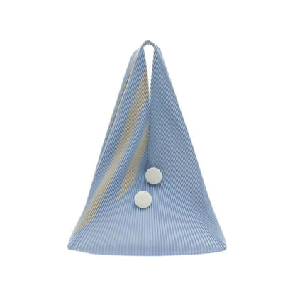 Pleated Tote Bag Triangle Shape Spacious Interior Button Closure