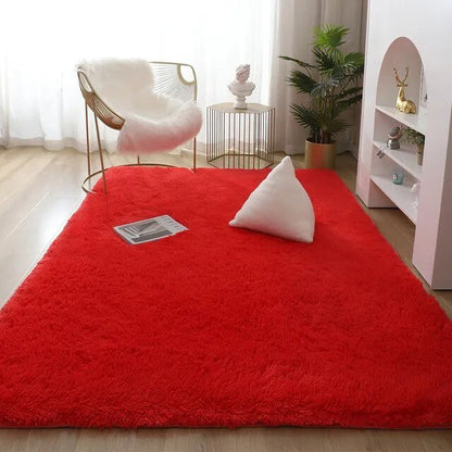 Plush Area Rug Solid Colour Soft Microfiber Non Slip Living Room Bedroom Carpet