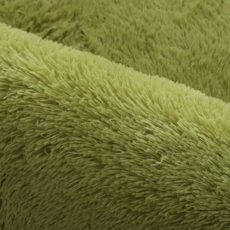 Plush Area Rug Solid Colour Soft Microfiber Non Slip Living Room Bedroom Carpet