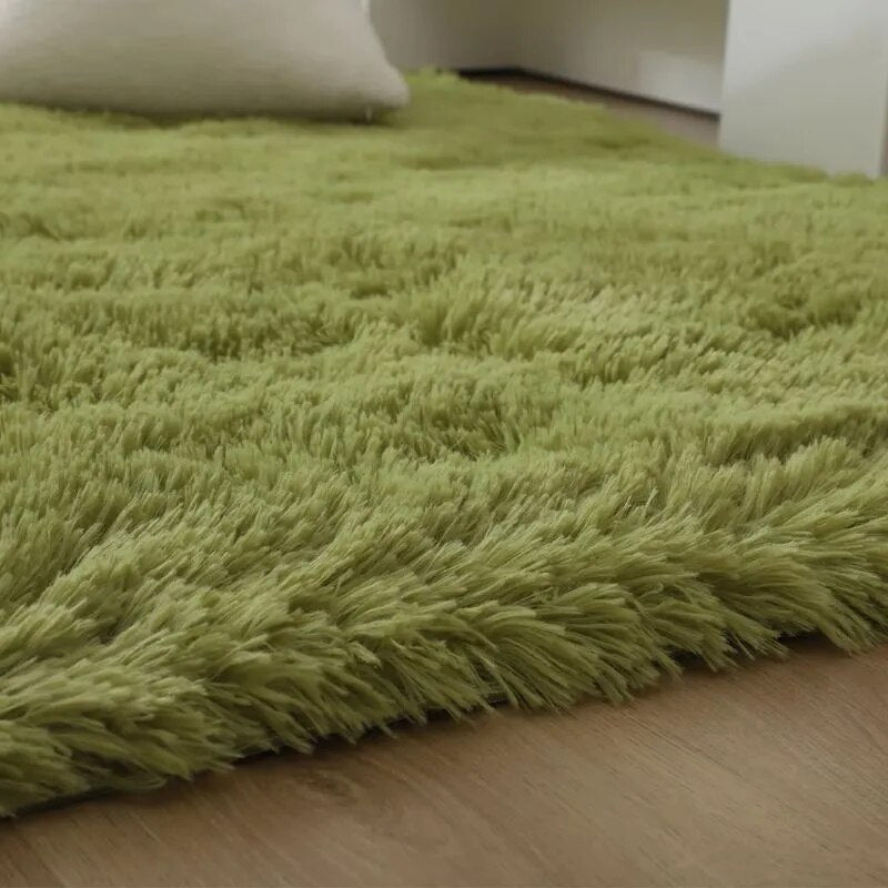 Plush Area Rug Solid Colour Soft Microfiber Non Slip Living Room Bedroom Carpet