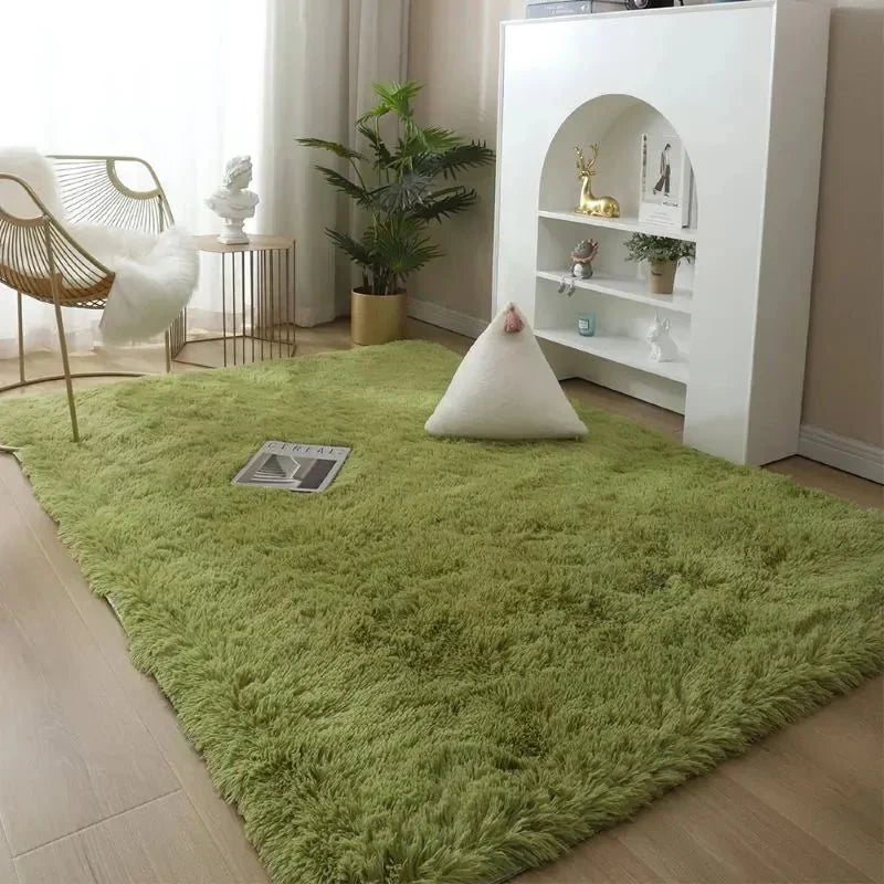 Plush Area Rug Solid Colour Soft Microfiber Non Slip Living Room Bedroom Carpet