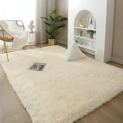 Plush Area Rug Solid Colour Soft Microfiber Non Slip Living Room Bedroom Carpet
