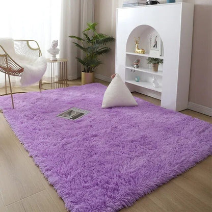 Plush Area Rug Solid Colour Soft Microfiber Non Slip Living Room Bedroom Carpet
