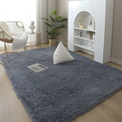 Plush Area Rug Solid Colour Soft Microfiber Non Slip Living Room Bedroom Carpet