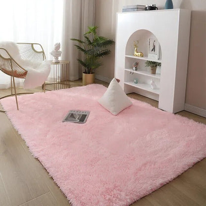 Plush Area Rug Solid Colour Soft Microfiber Non Slip Living Room Bedroom Carpet