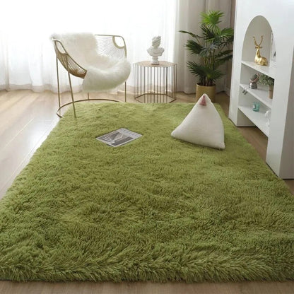 Plush Area Rug Solid Colour Soft Microfiber Non Slip Living Room Bedroom Carpet