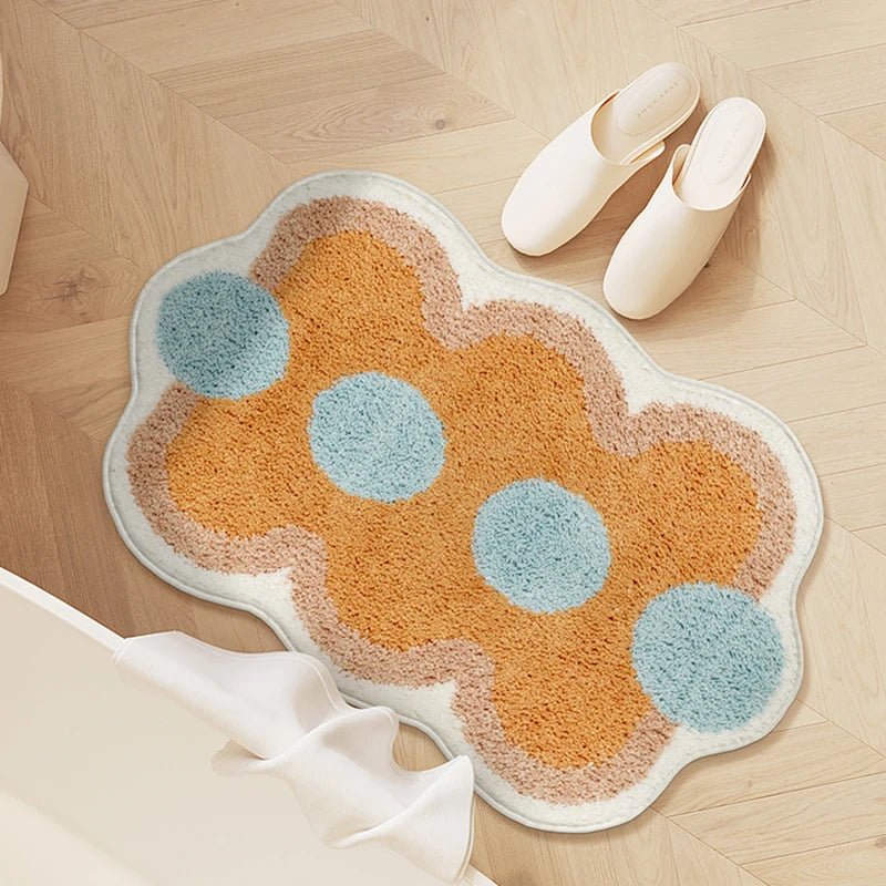 Plush Bathroom Bath Mat Non Slip Absorbent Soft Floor Rug Modern Quilted Design