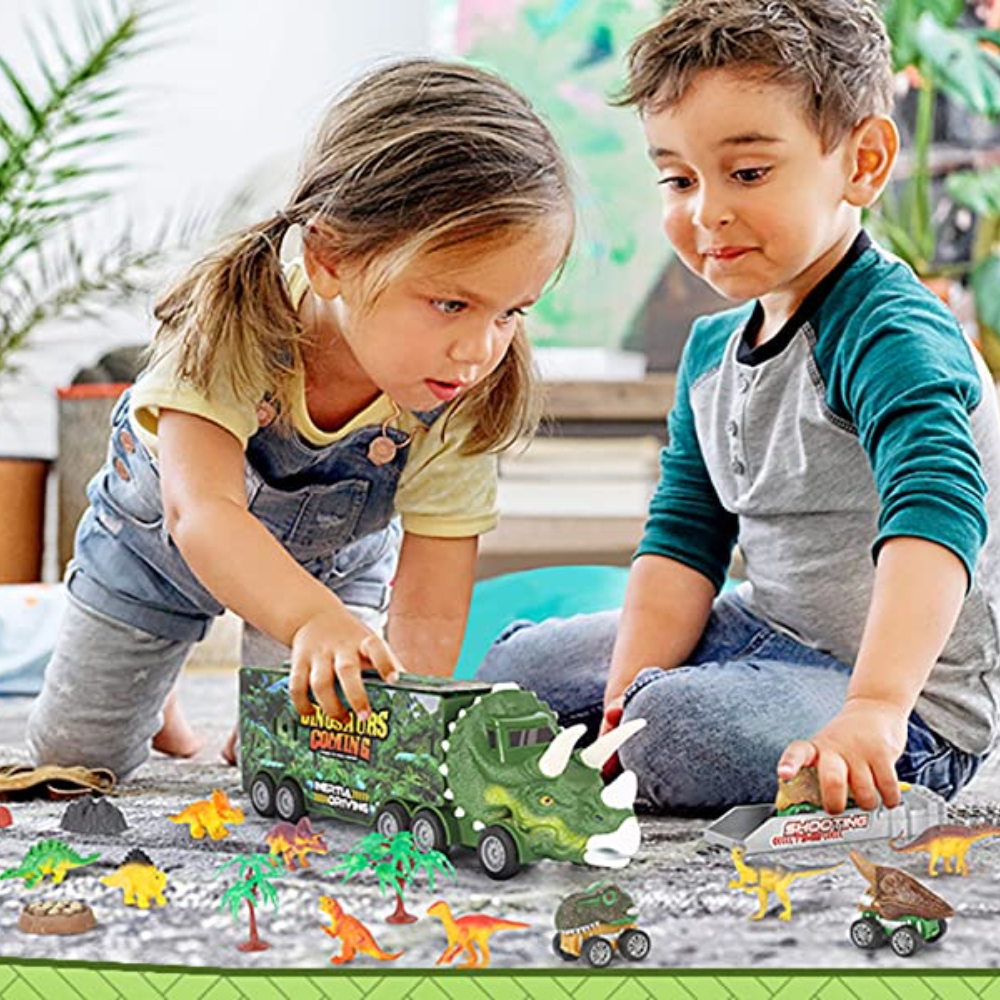 Portable Dinosaur Truck Toy Carry Handle Light Sound Effects