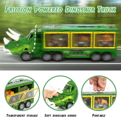 Portable Dinosaur Truck Toy Carry Handle Light Sound Effects