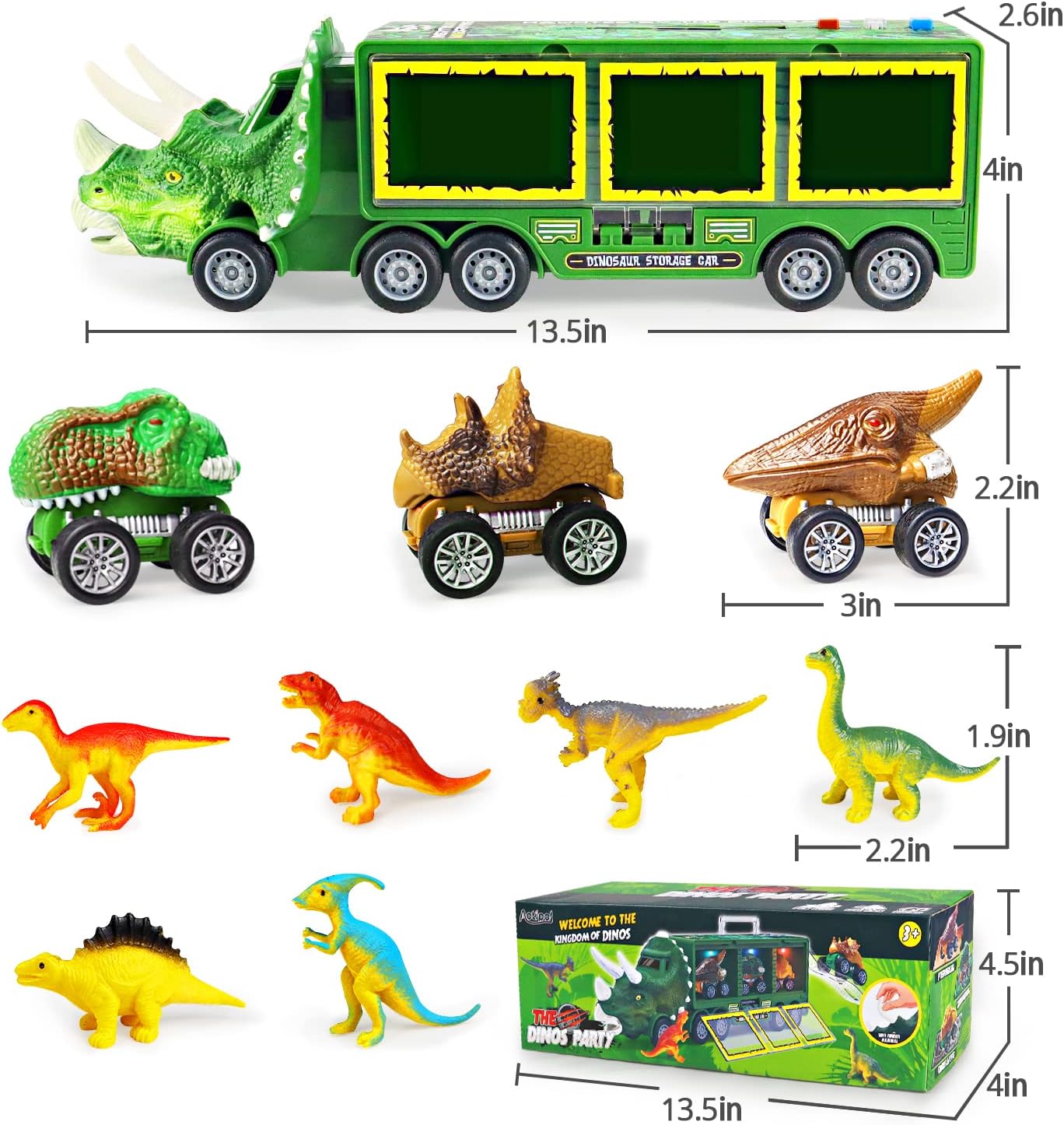 Portable Dinosaur Truck Toy Carry Handle Light Sound Effects