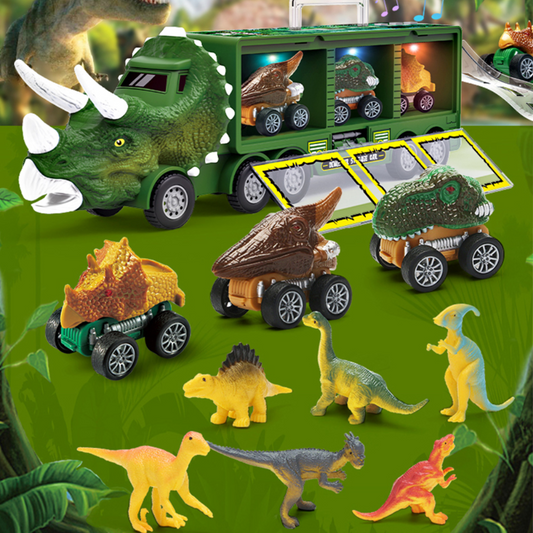 Portable Dinosaur Truck Toy Carry Handle Light Sound Effects