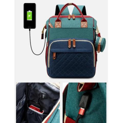 Portable Foldable Baby Diaper Bag Backpack Large Capacity Changing Station with USB Port