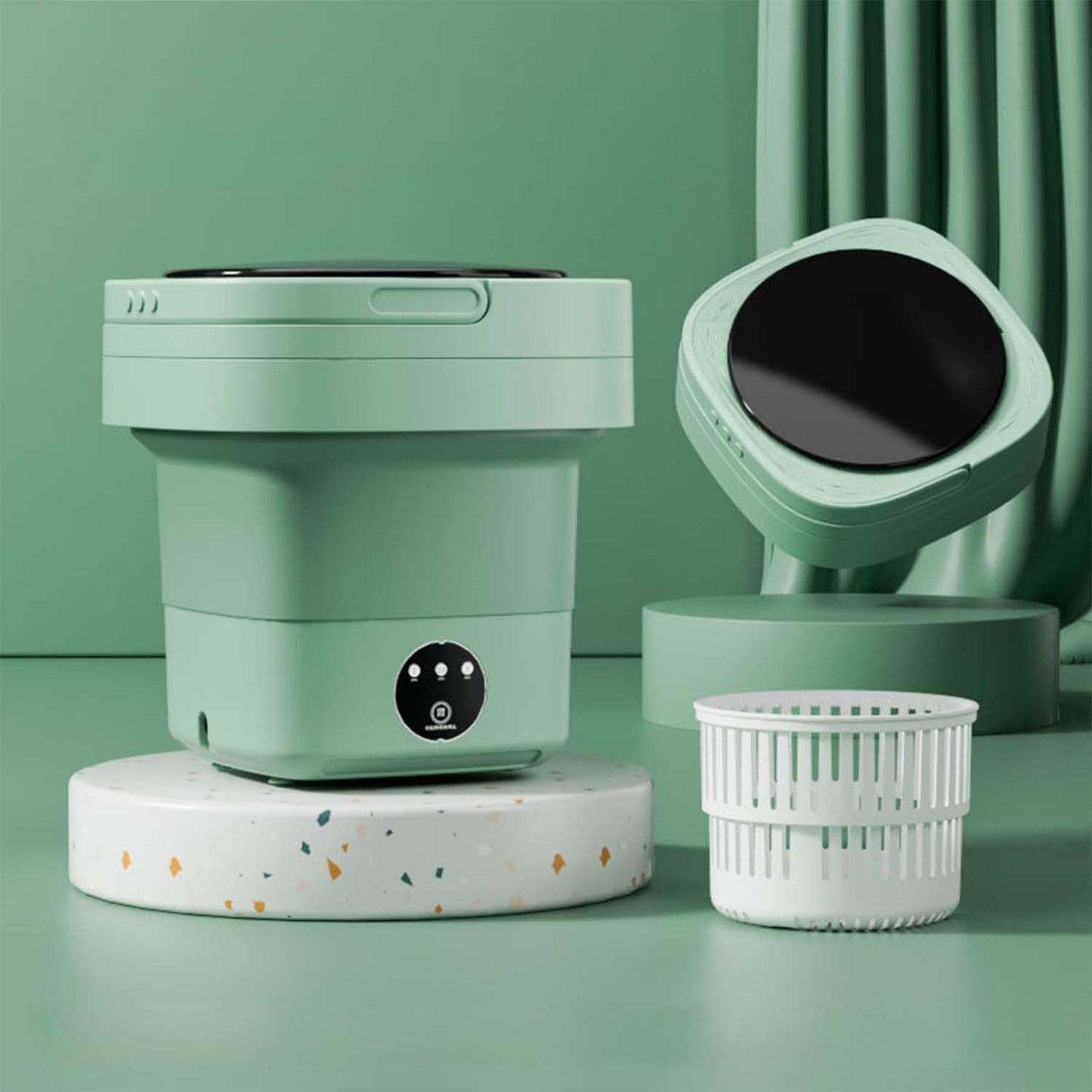 Portable Mini Washing Machine Foldable Compact Laundry Washer Travel Apartment Dorm