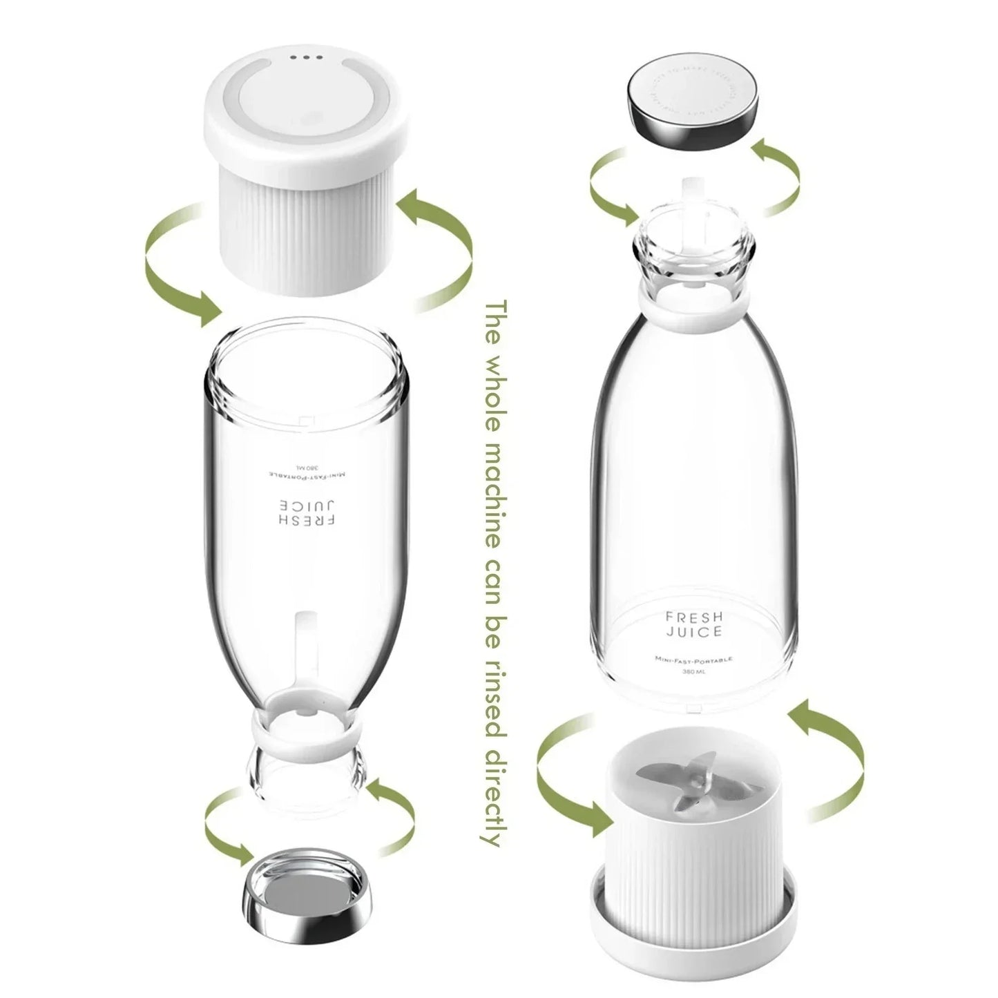 Portable Travel Blender for Smoothies and Shakes – USB Rechargeable Mini Blender Bottle