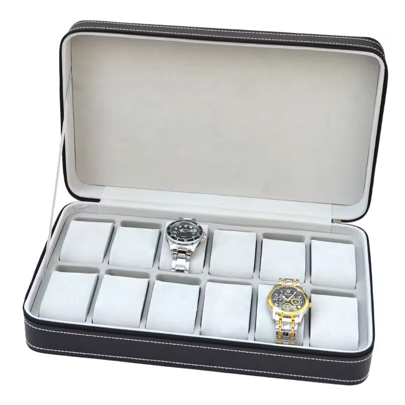 Portable Watch Storage Box Zipper Case Travel Organizer Display