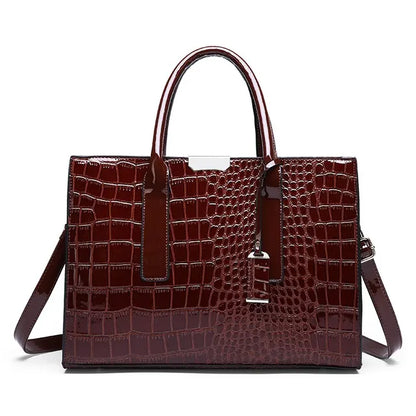 Premium Crocodile Pattern Women's Handbag Vegan Leather Shoulder Bag