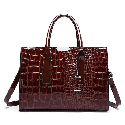 Premium Crocodile Pattern Women's Handbag Vegan Leather Shoulder Bag