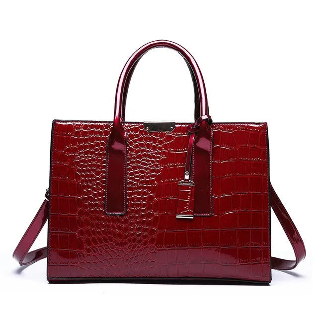 Premium Crocodile Pattern Women's Handbag Vegan Leather Shoulder Bag