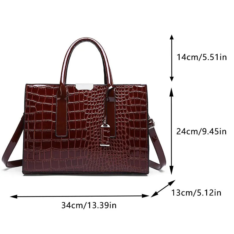 Premium Crocodile Pattern Women's Handbag Vegan Leather Shoulder Bag