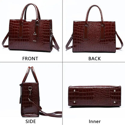 Premium Crocodile Pattern Women's Handbag Vegan Leather Shoulder Bag