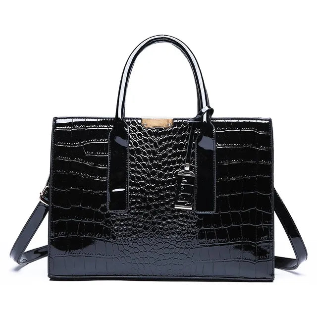 Premium Crocodile Pattern Women's Handbag Vegan Leather Shoulder Bag