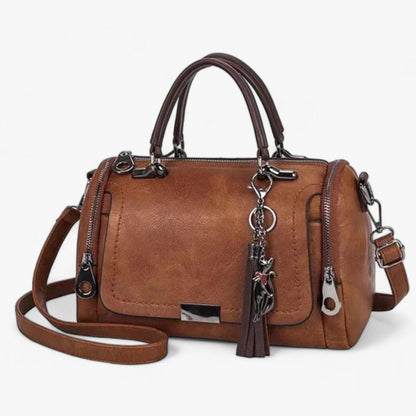 Premium Large Leather Handbag with Tassel Spacious Shoulder and Crossbody Bag