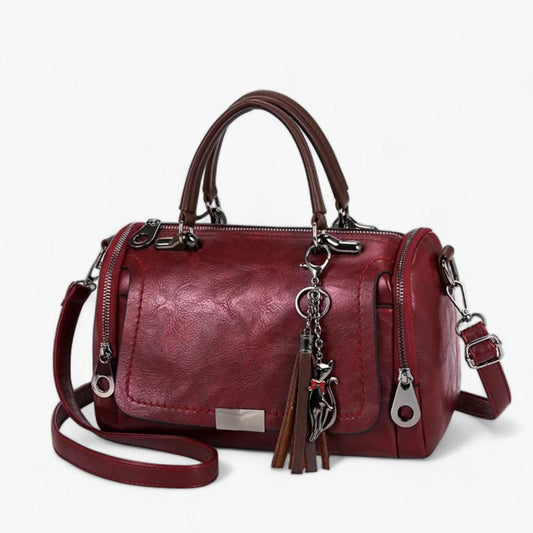 Premium Large Leather Handbag with Tassel Spacious Shoulder and Crossbody Bag