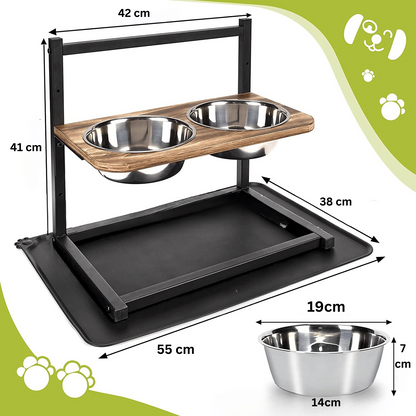 Premium Raised Dog Feeding Station Stainless Steel Bowls