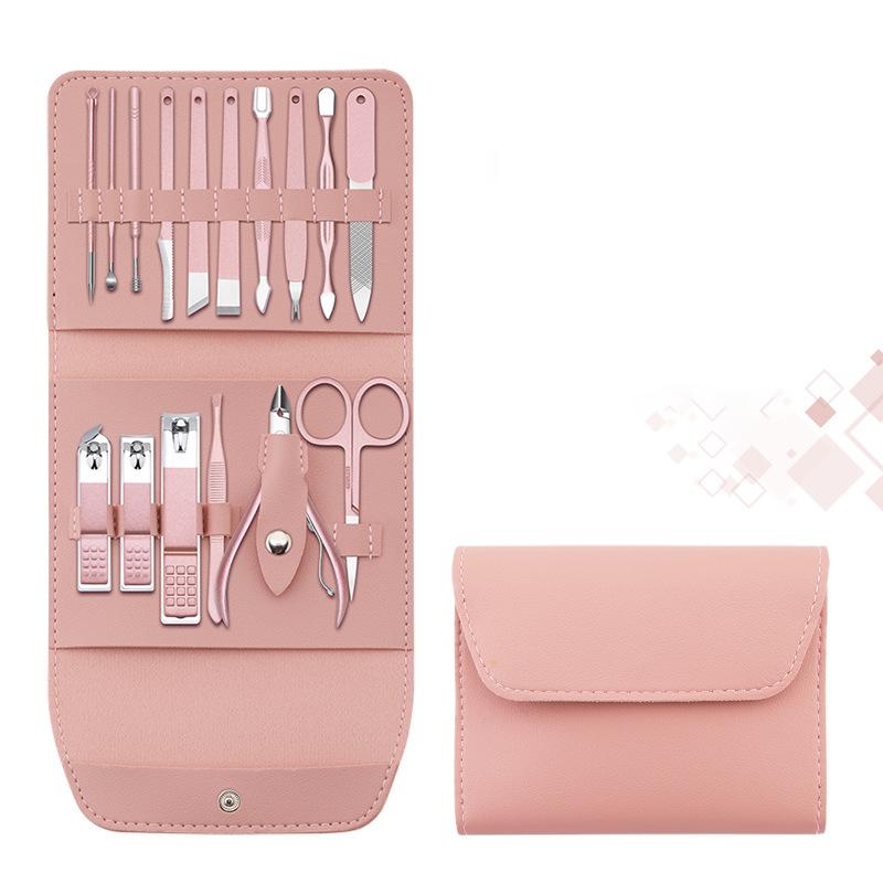 Professional Manicure Pedicure Set Stainless Steel Nail Care Kit Travel Case